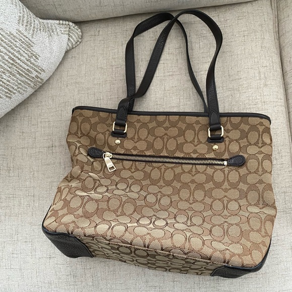 Coach Signature Canvas Leather Gallery Shoulder Tote Bag - Picture 2 of 4